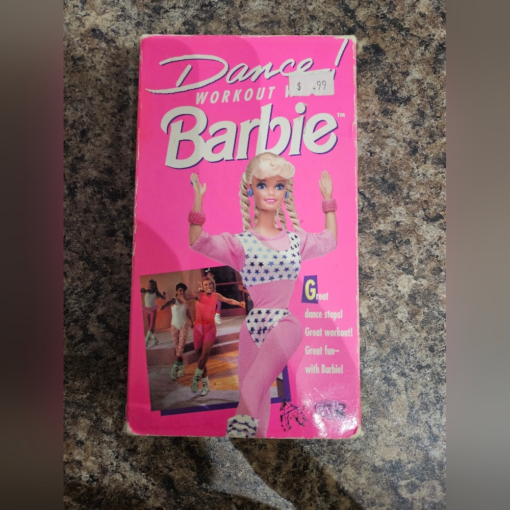 🩷5/$25🩷 Barbie Work Out With Barbie VHS Tape 1992